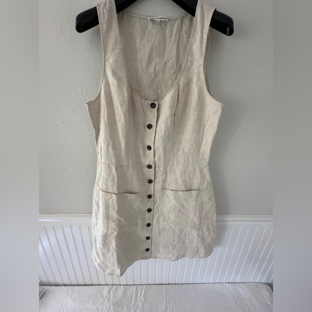 NWOT Reformation Beige Linen Dress SZ: 12